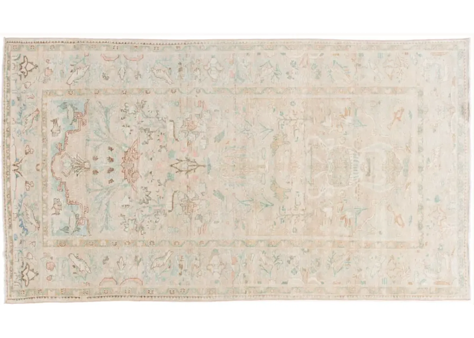 Vintage Persian Mahal Wool Rug - Apadana - Beige - Beige