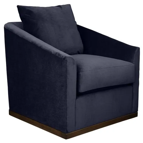 Kim Salmela - Ryder Swivel Velvet Chair - Blue