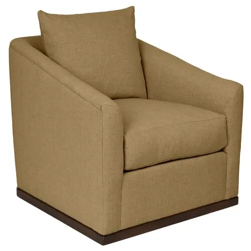 Kim Salmela - Ryder Swivel Linen Chair - Brown