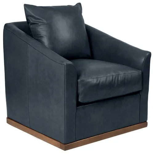 Kim Salmela - Ryder Swivel Leather Chair - Blue