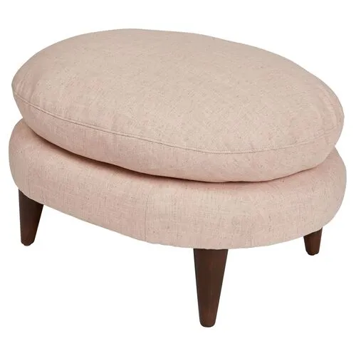 Kim Salmela - Lowell Linen Footstool - Pink