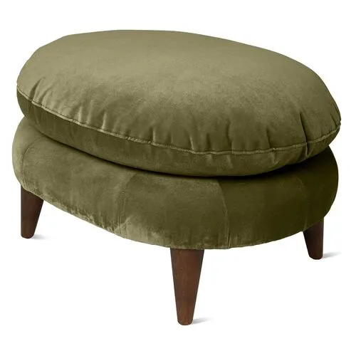 Kim Salmela - Lowell Velvet Footstool - Green