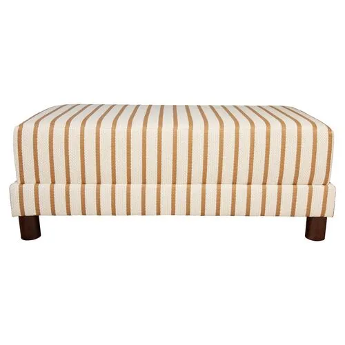 Kim Salmela - Cutler Rectangular Ottoman - Linen Stripe - Yellow