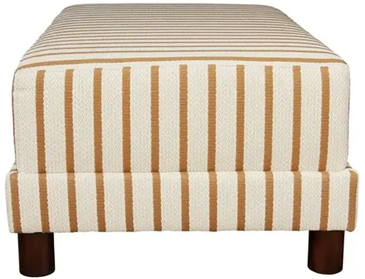 Kim Salmela - Cutler Rectangular Ottoman - Linen Stripe - Yellow