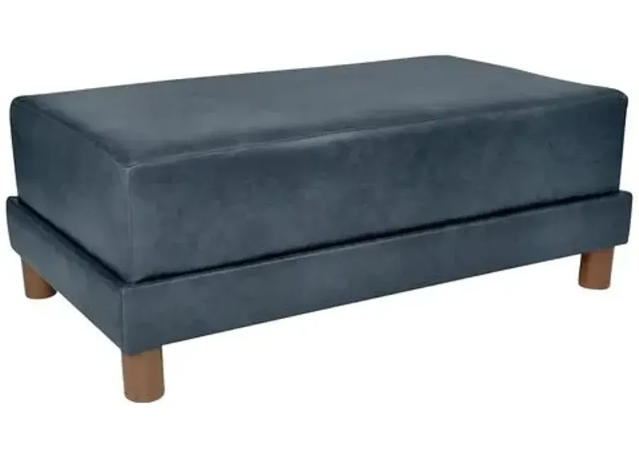 Kim Salmela - Cutler Leather Ottoman - Blue