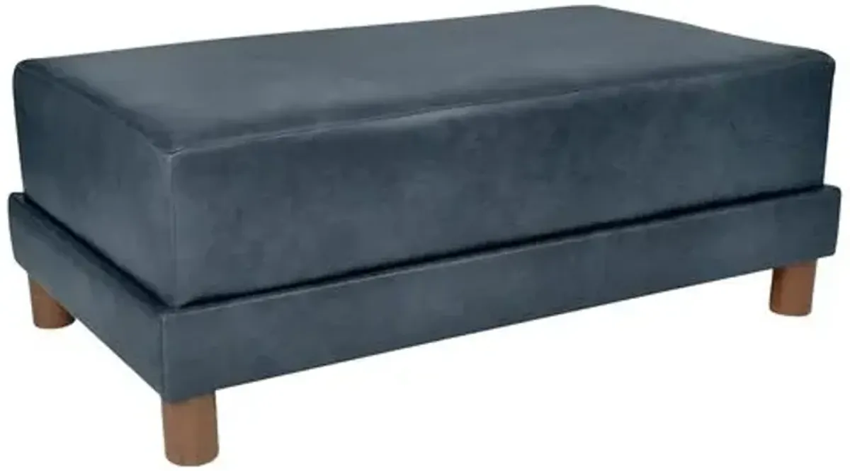 Kim Salmela - Cutler Leather Ottoman - Blue