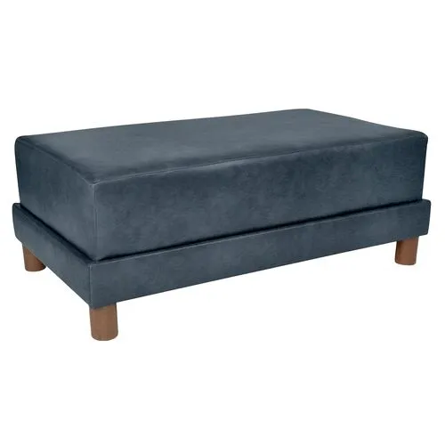 Kim Salmela - Cutler Leather Ottoman - Blue