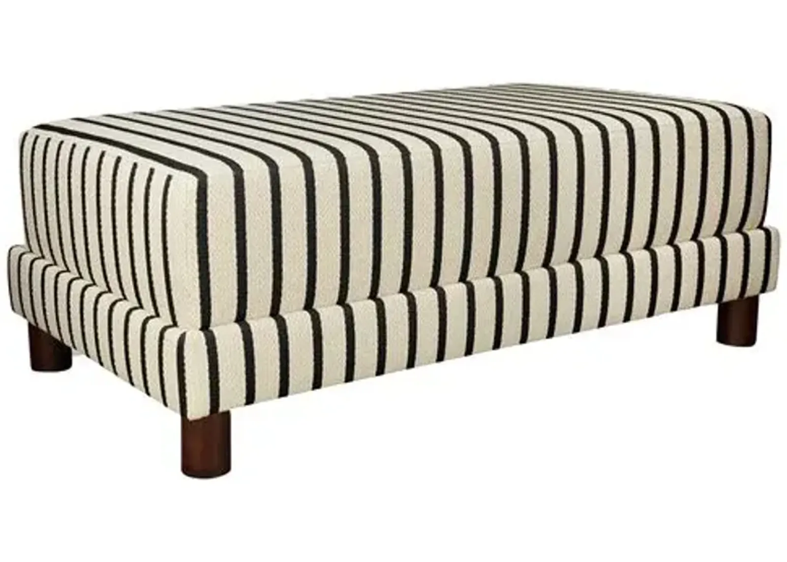 Kim Salmela - Cutler Rectangular Ottoman - Linen Stripe - Black