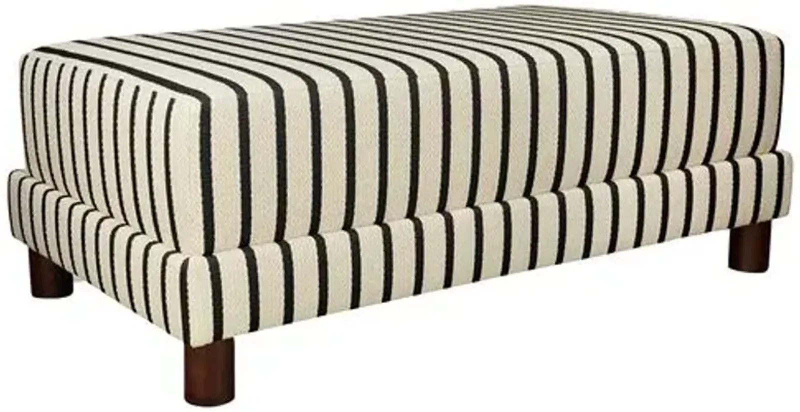 Kim Salmela - Cutler Rectangular Ottoman - Linen Stripe - Black