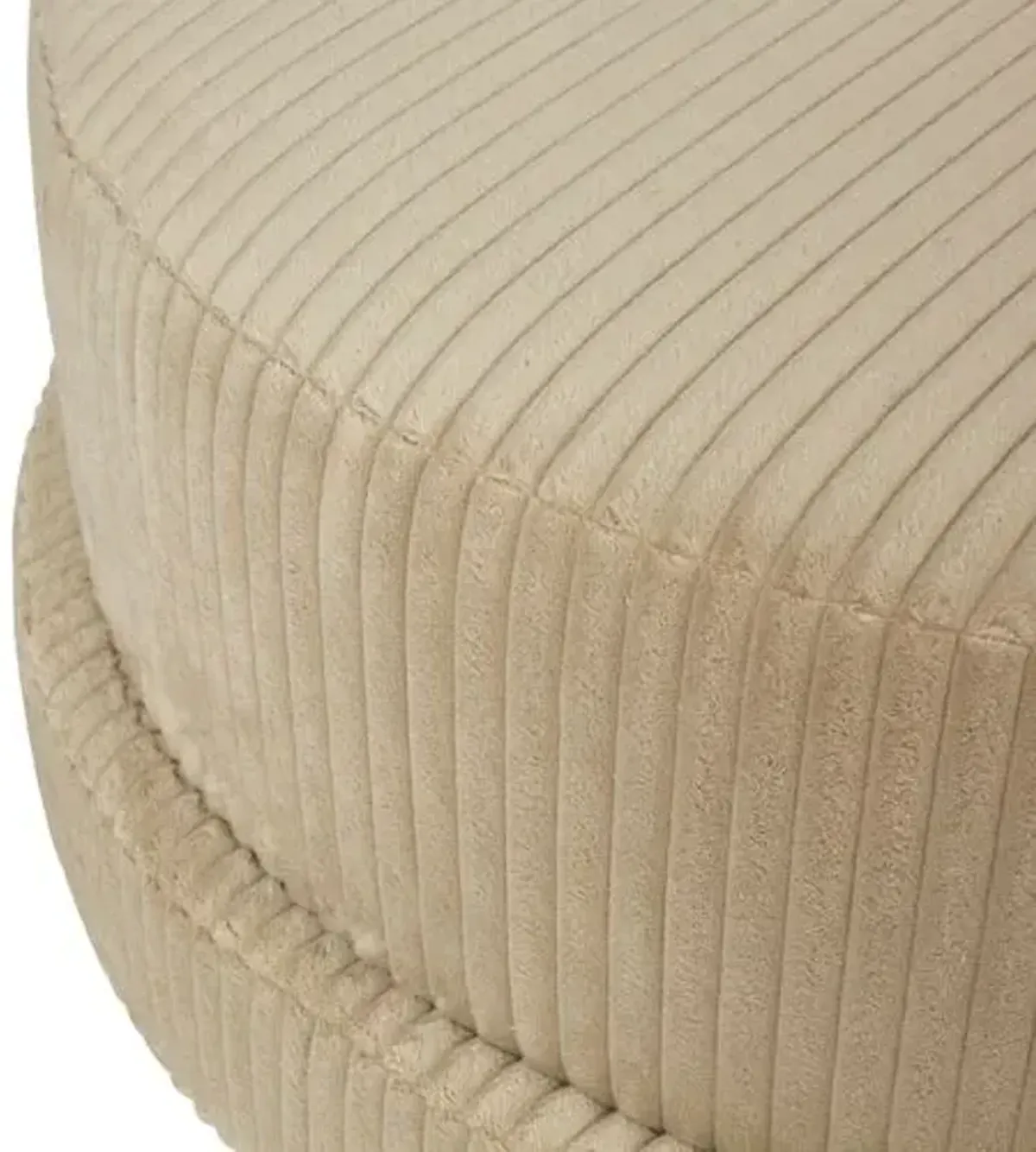 Kim Salmela - Cutler Round Velvet Ottoman - Beige