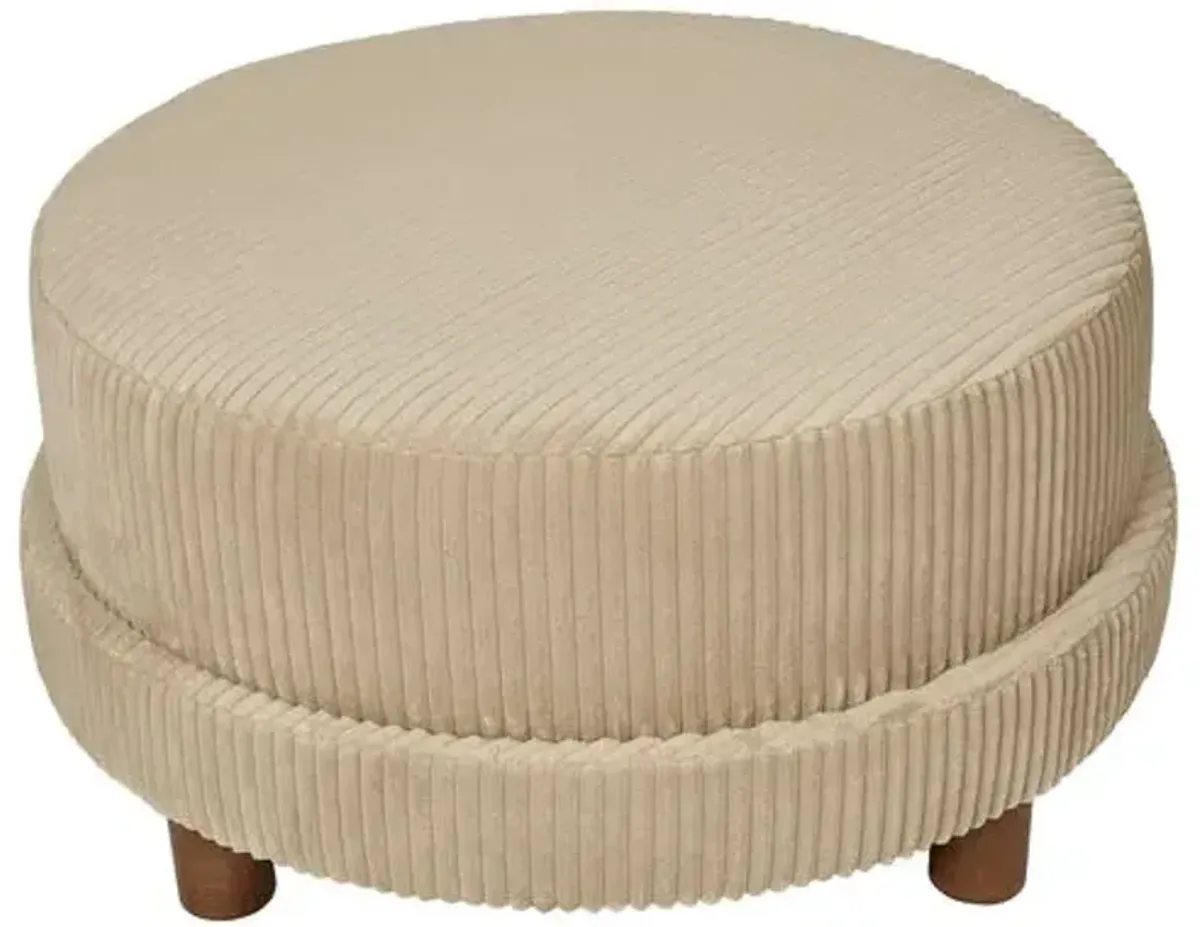 Kim Salmela - Cutler Round Velvet Ottoman - Beige