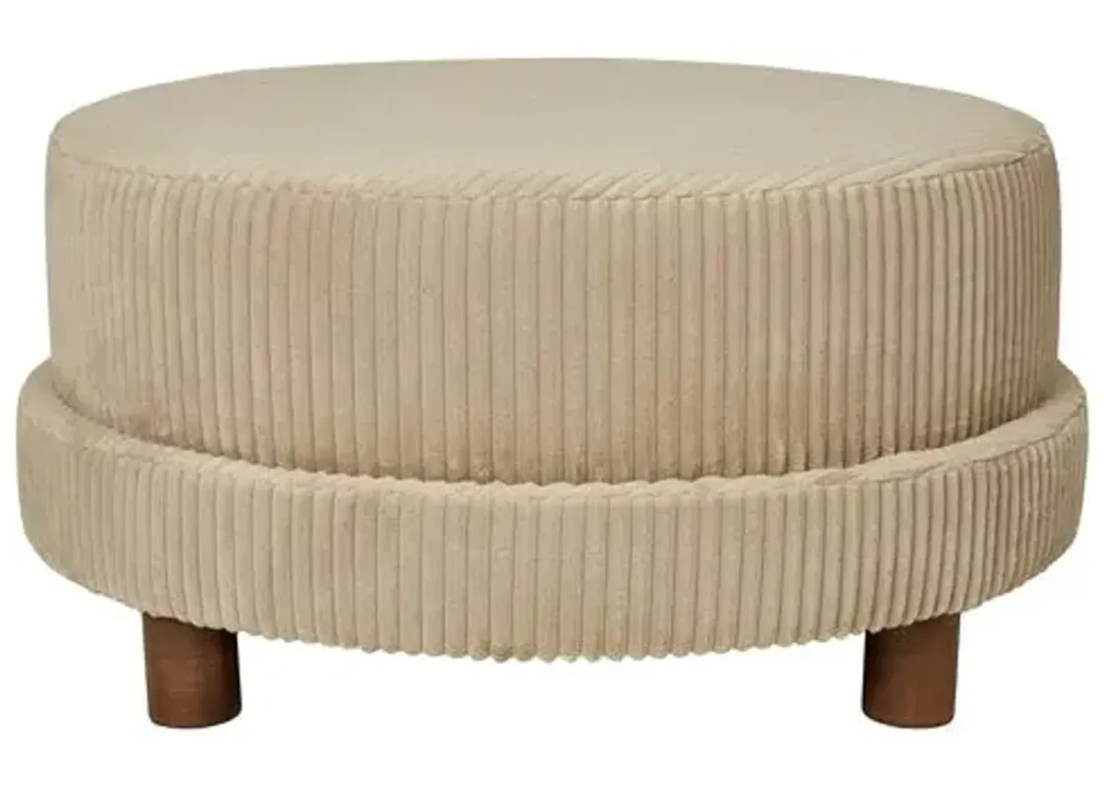 Kim Salmela - Cutler Round Velvet Ottoman - Beige