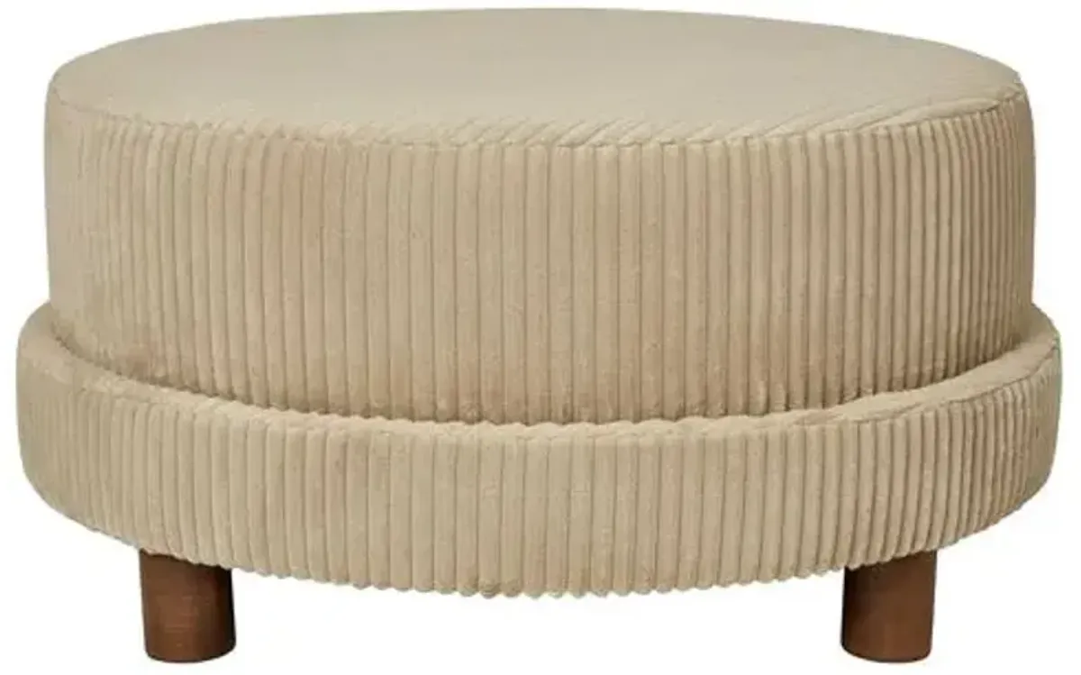 Kim Salmela - Cutler Round Velvet Ottoman - Beige