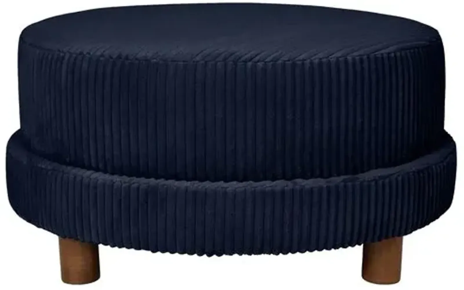 Kim Salmela - Cutler Round Velvet Ottoman - Blue