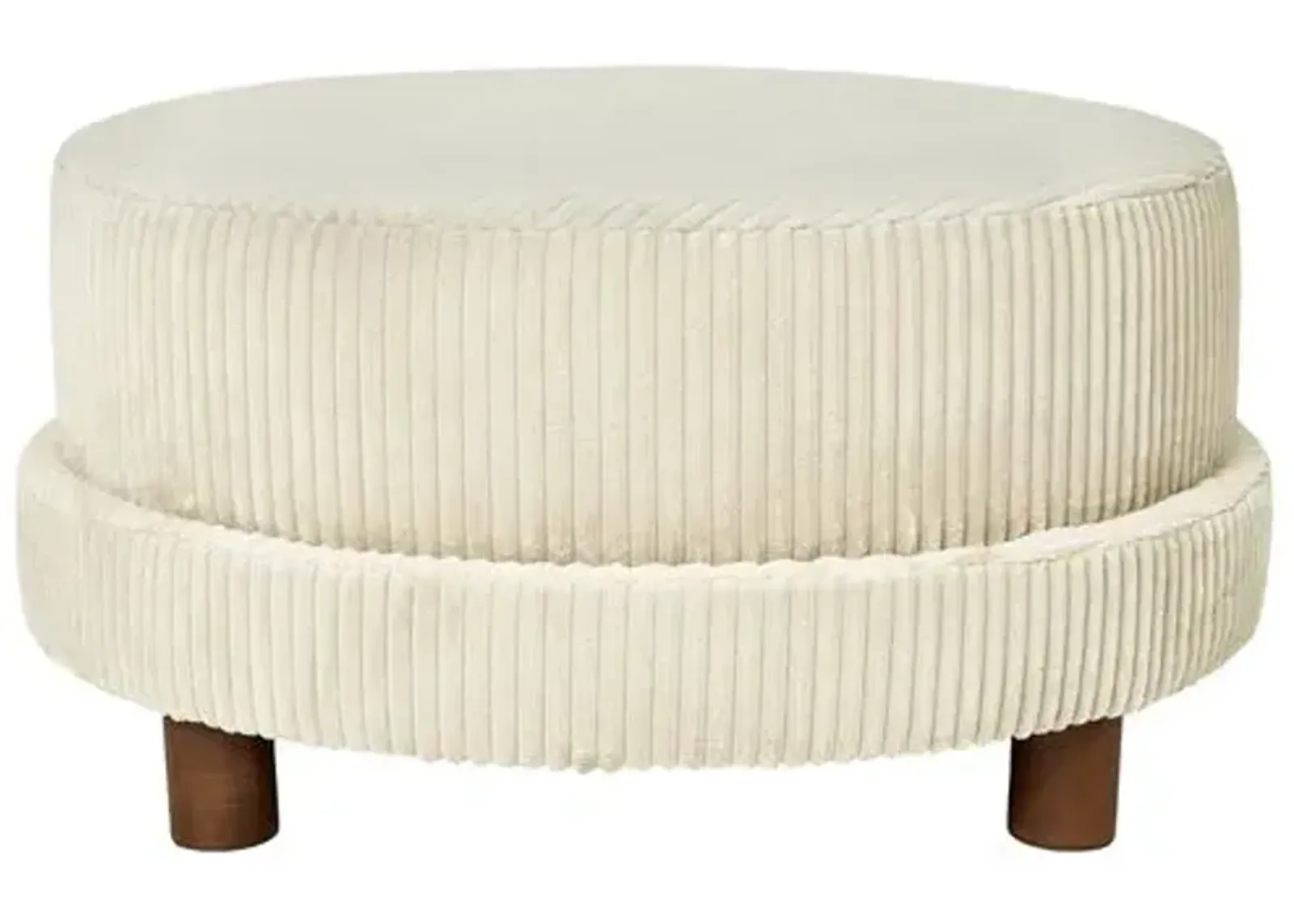 Kim Salmela - Cutler Round Velvet Ottoman - White