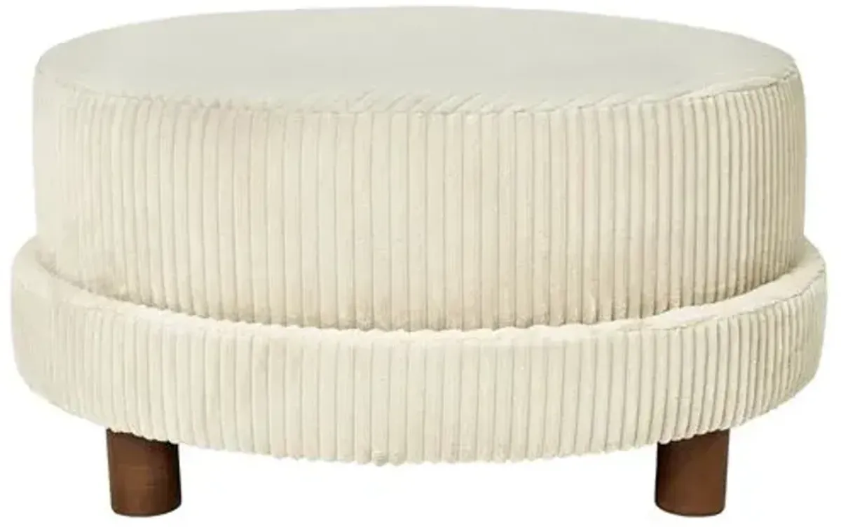 Kim Salmela - Cutler Round Velvet Ottoman - White