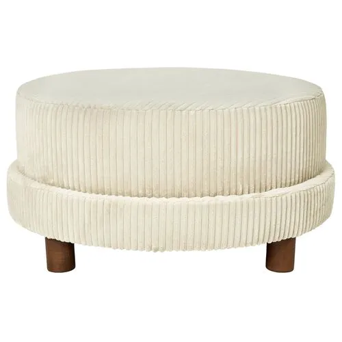 Kim Salmela - Cutler Round Velvet Ottoman - White