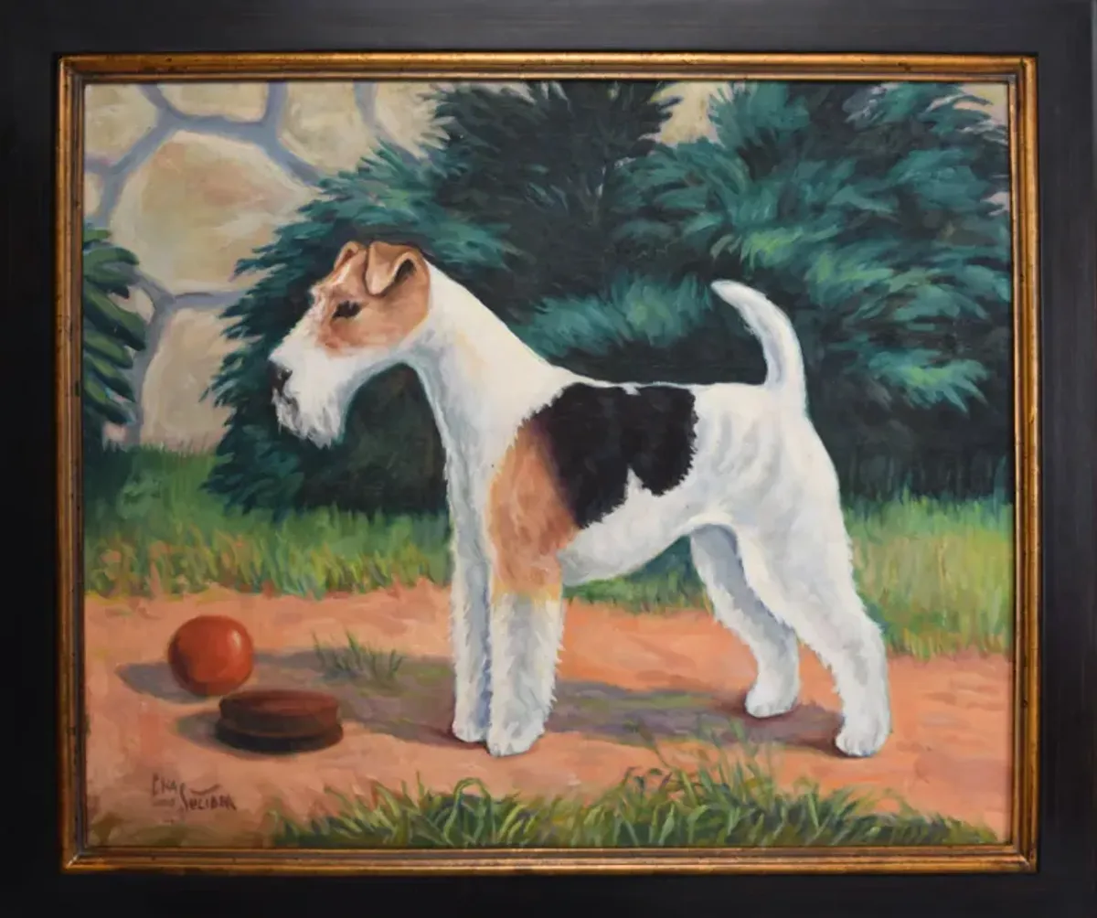 Wirehair Fox Terrier Dog Portrait C.1920 - Antiquarian Art Company - Brown