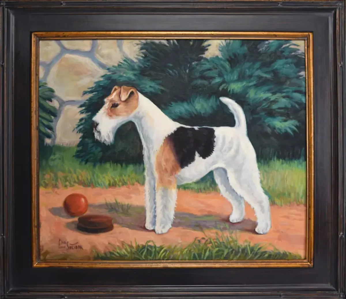 Wirehair Fox Terrier Dog Portrait C.1920 - Antiquarian Art Company - Brown