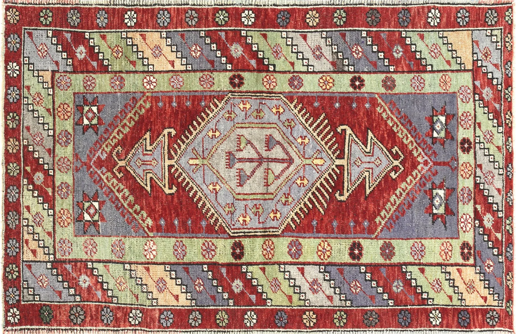 1960s Turkish Oushak Rug - 3'4" x 5' - Nalbandian - Red - Red