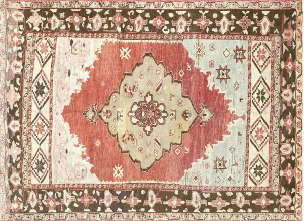 1960s Turkish Oushak Rug - 5'4" x 7'4" - Nalbandian - Red - Red