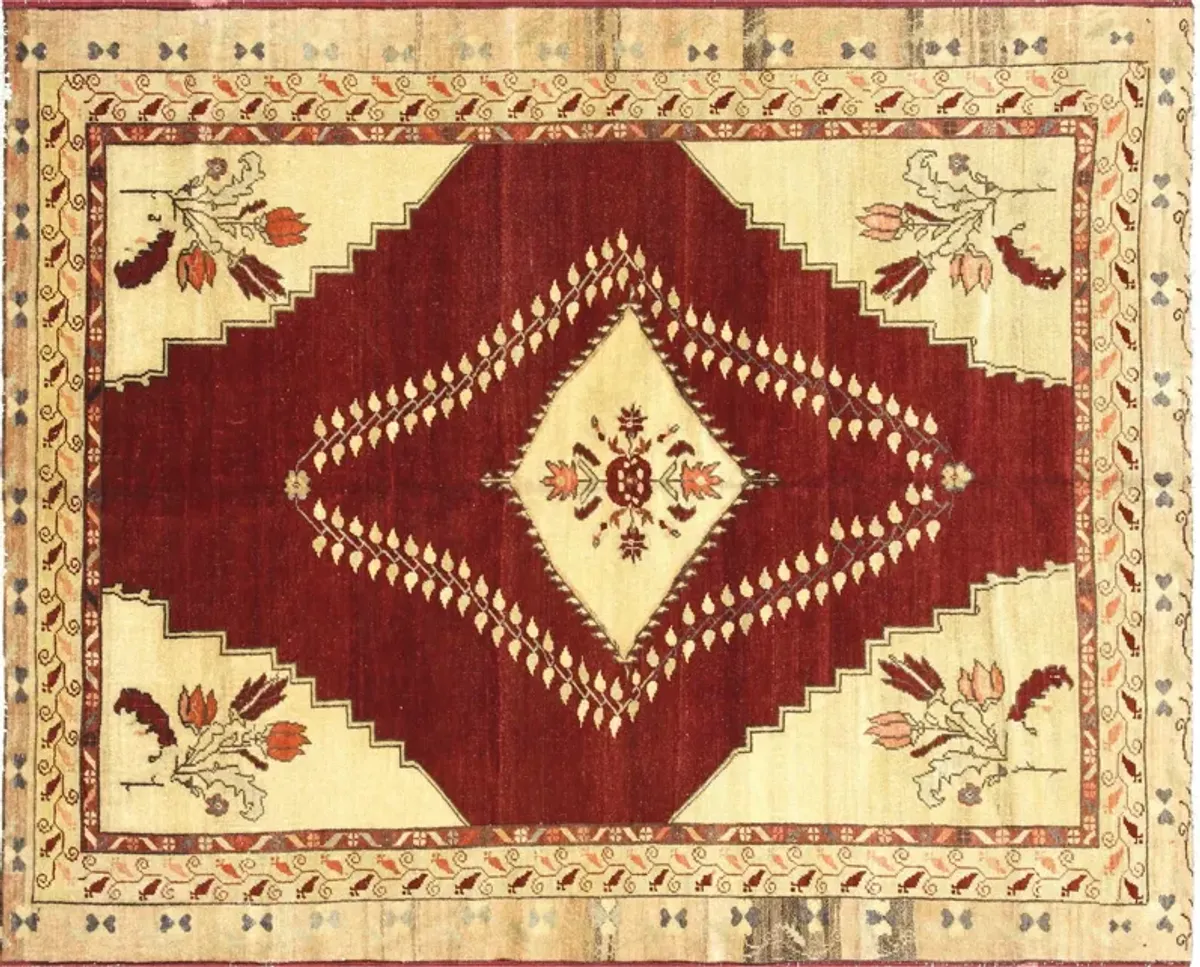 1960s Turkish Oushak Rug - 5'7" x 7' - Nalbandian - Red - Red