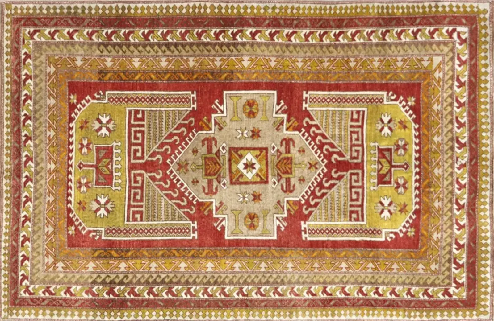 1960s Turkish Oushak Rug - 5' x 7'6" - Nalbandian - Red - Red