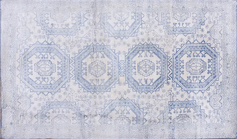 Indian Agra Rug 6'8" x 4'0" - Blue - Blue