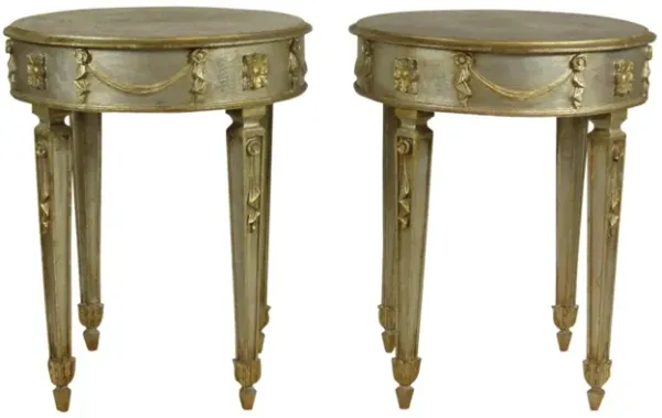 Italian Neoclassical End Tables - Set of 2 - The Barn at 17 Antiques - Silver