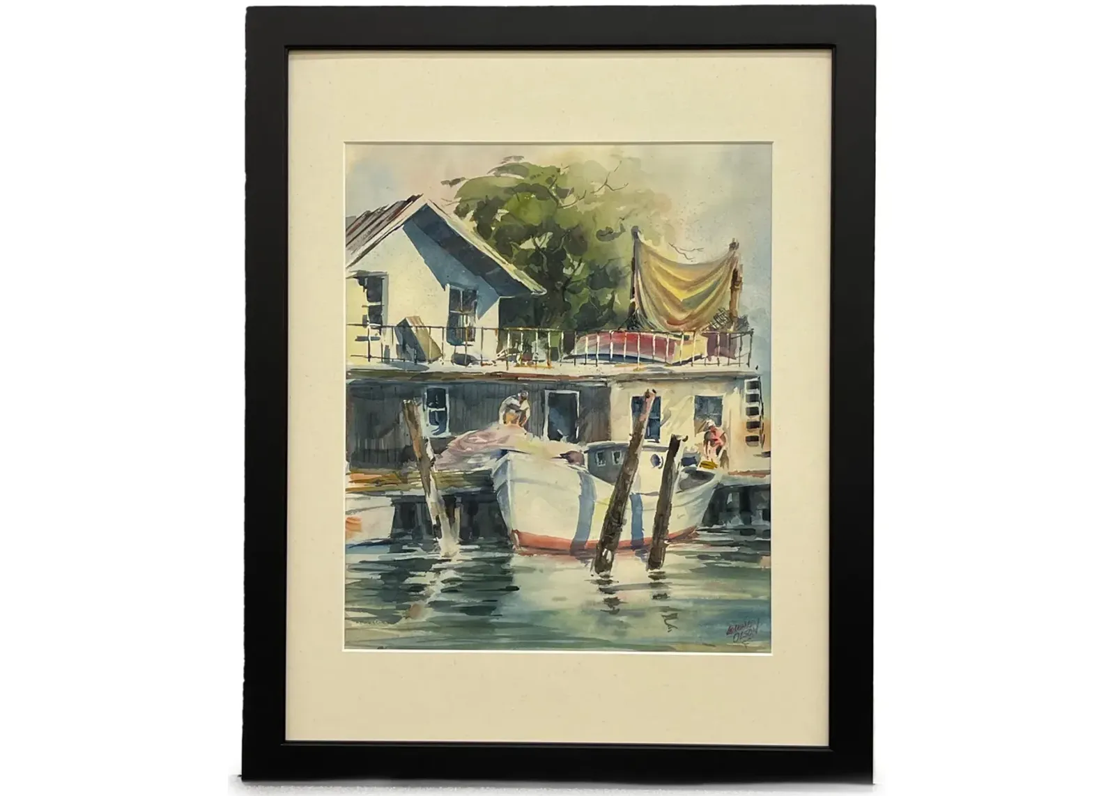 Midcentury Seascape Watercolor - New England Mercantile - Blue