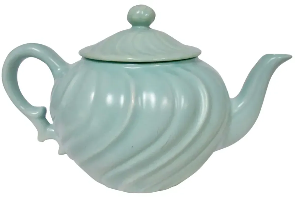 1940s California Pottery Swirl Teapot - The Emporium Ltd. - Blue