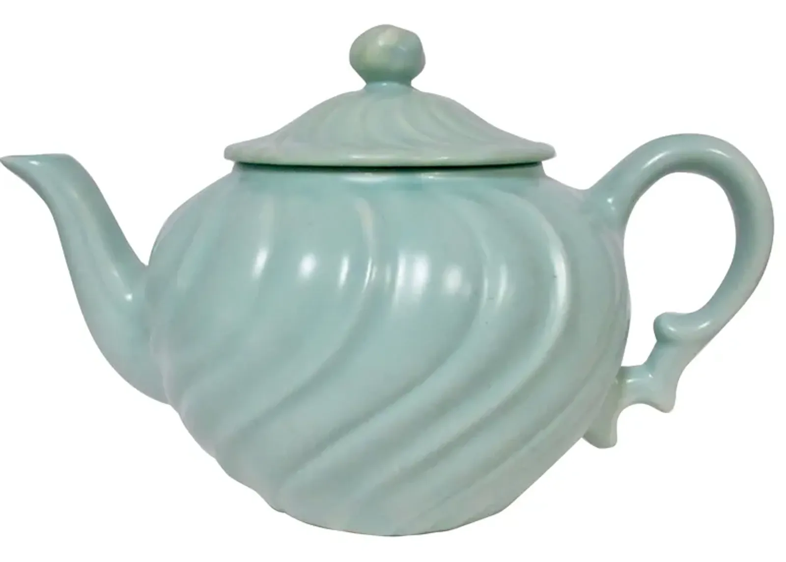 1940s California Pottery Swirl Teapot - The Emporium Ltd. - Blue