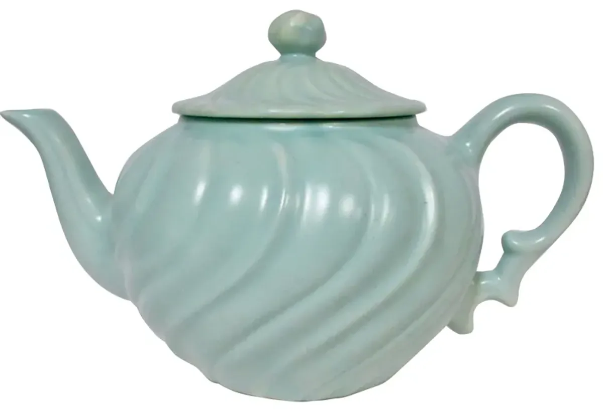 1940s California Pottery Swirl Teapot - The Emporium Ltd. - Blue