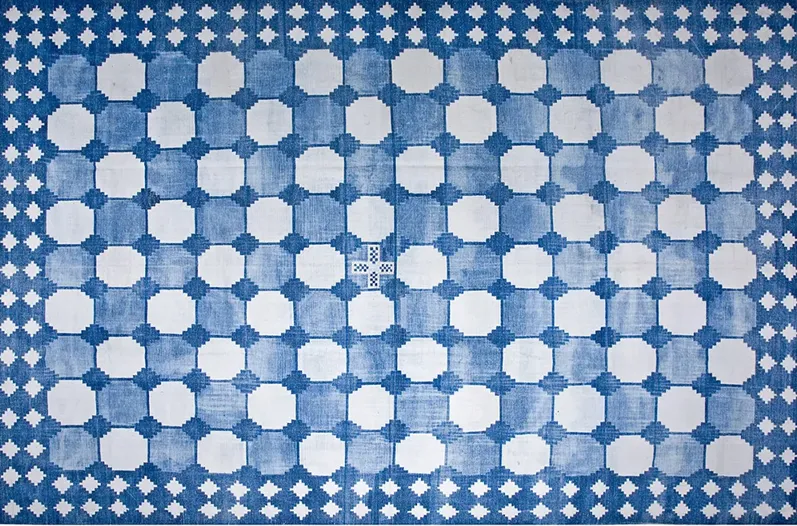 20th Century Indian Dhurrie 19' x 12'3" - Blue