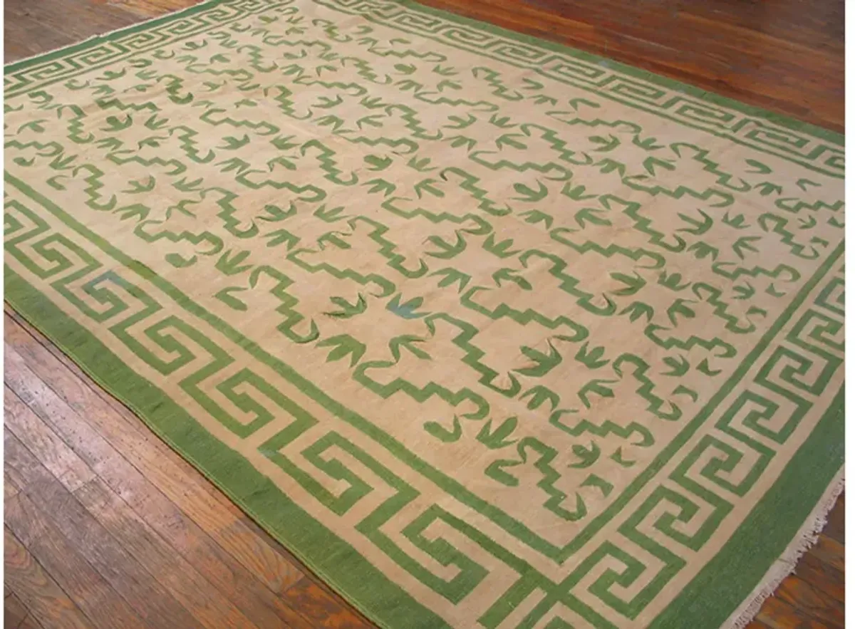 Indian Dhurrie Rug 7'3" x 10'0" - Green - Green