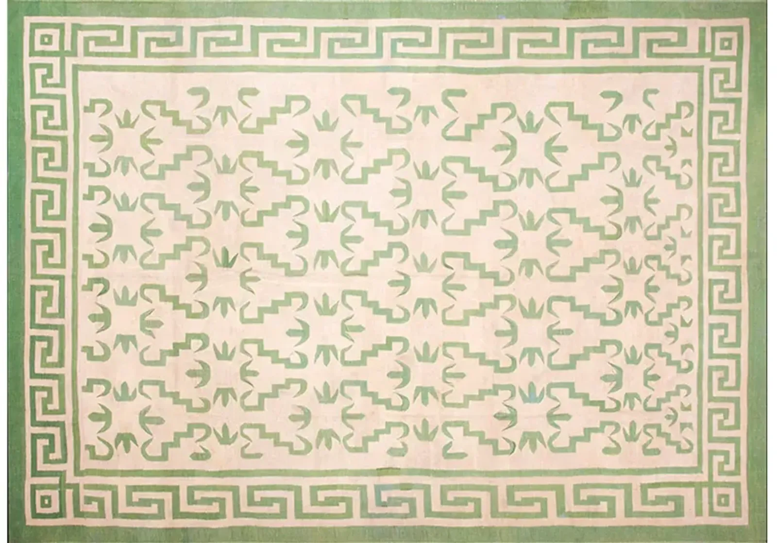 Indian Dhurrie Rug 7'3" x 10'0" - Green - Green