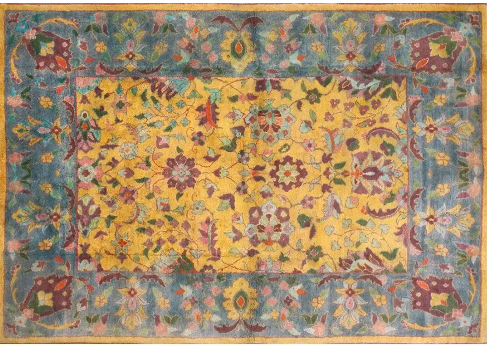 Indian Agra Rug 6'3"x9'0" - Yellow - Yellow