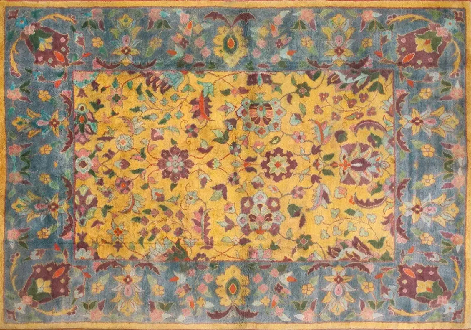 Indian Agra Rug 6'3"x9'0" - Yellow - Yellow