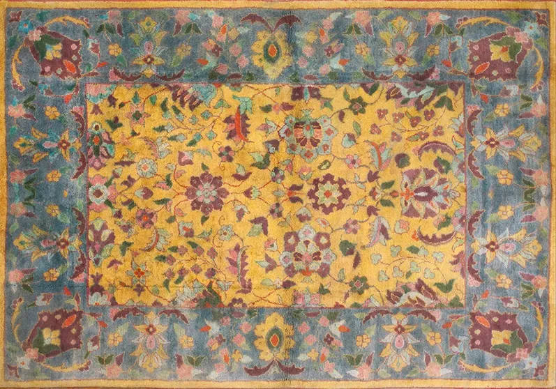 Indian Agra Rug 6'3"x9'0" - Yellow - Yellow