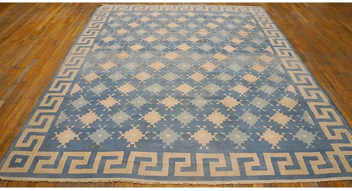 Indian Dhurrie Rug 8'0" x 10'0" - Blue - Blue