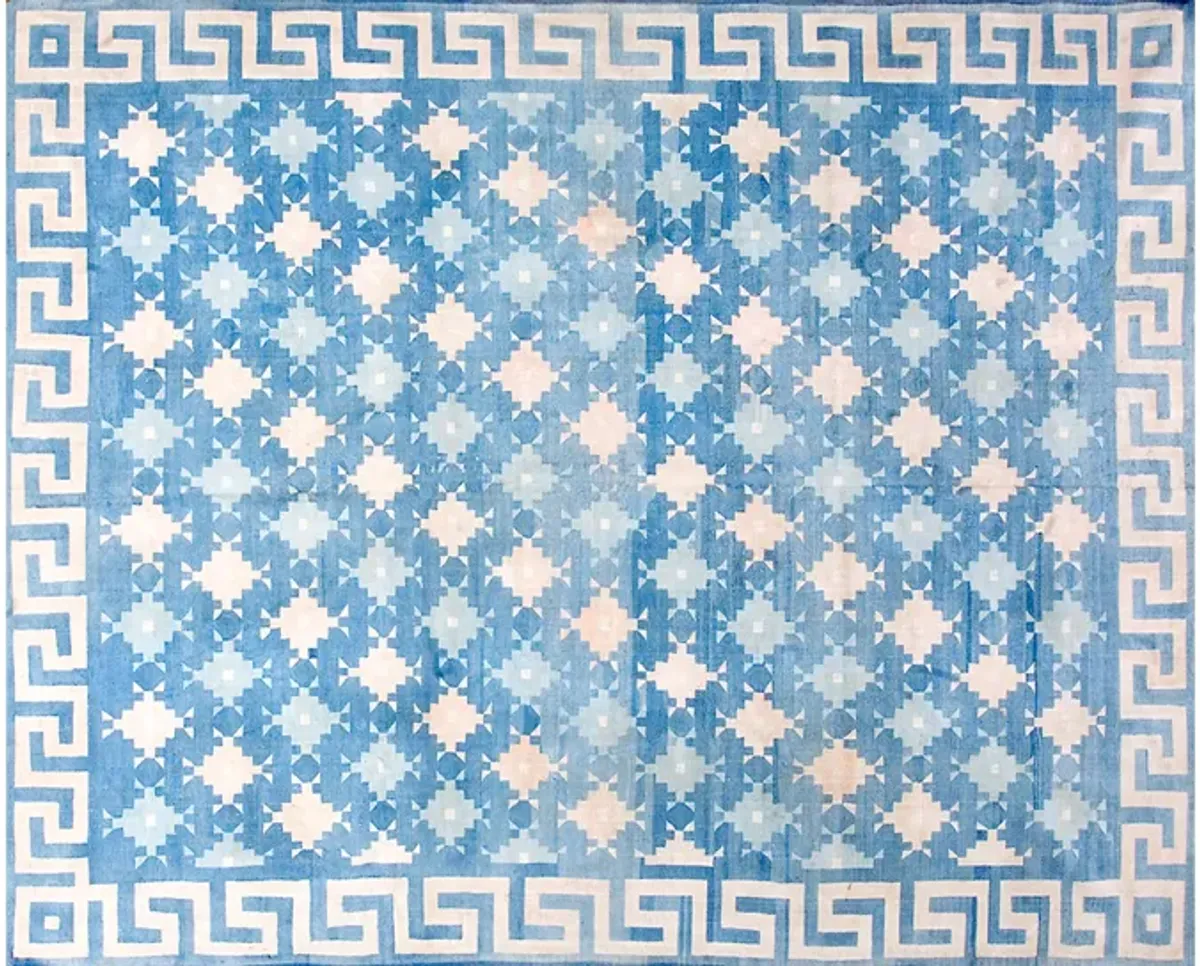 Indian Dhurrie Rug 8'0" x 10'0" - Blue - Blue