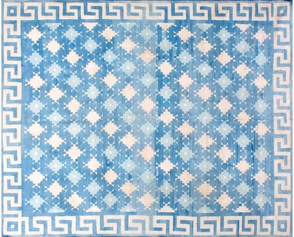 Indian Dhurrie Rug 8'0" x 10'0" - Blue - Blue