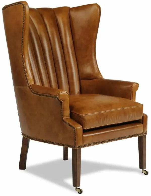 Philosopher Leather Wing Chair, Brown
