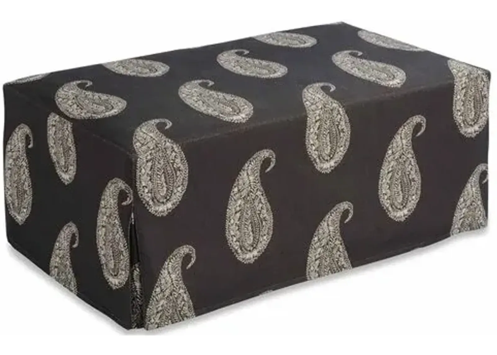 Lauren Liess - Province Slipcovered Ottoman - Black/White