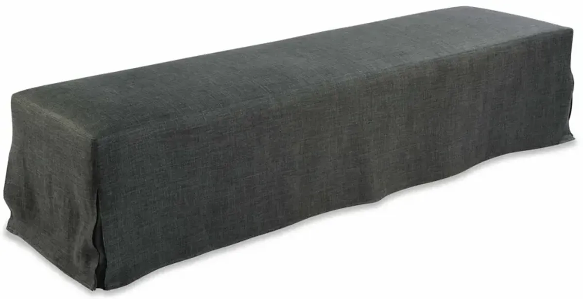 Thank You Slipcovered Dining Bench, Dark Gray Linen