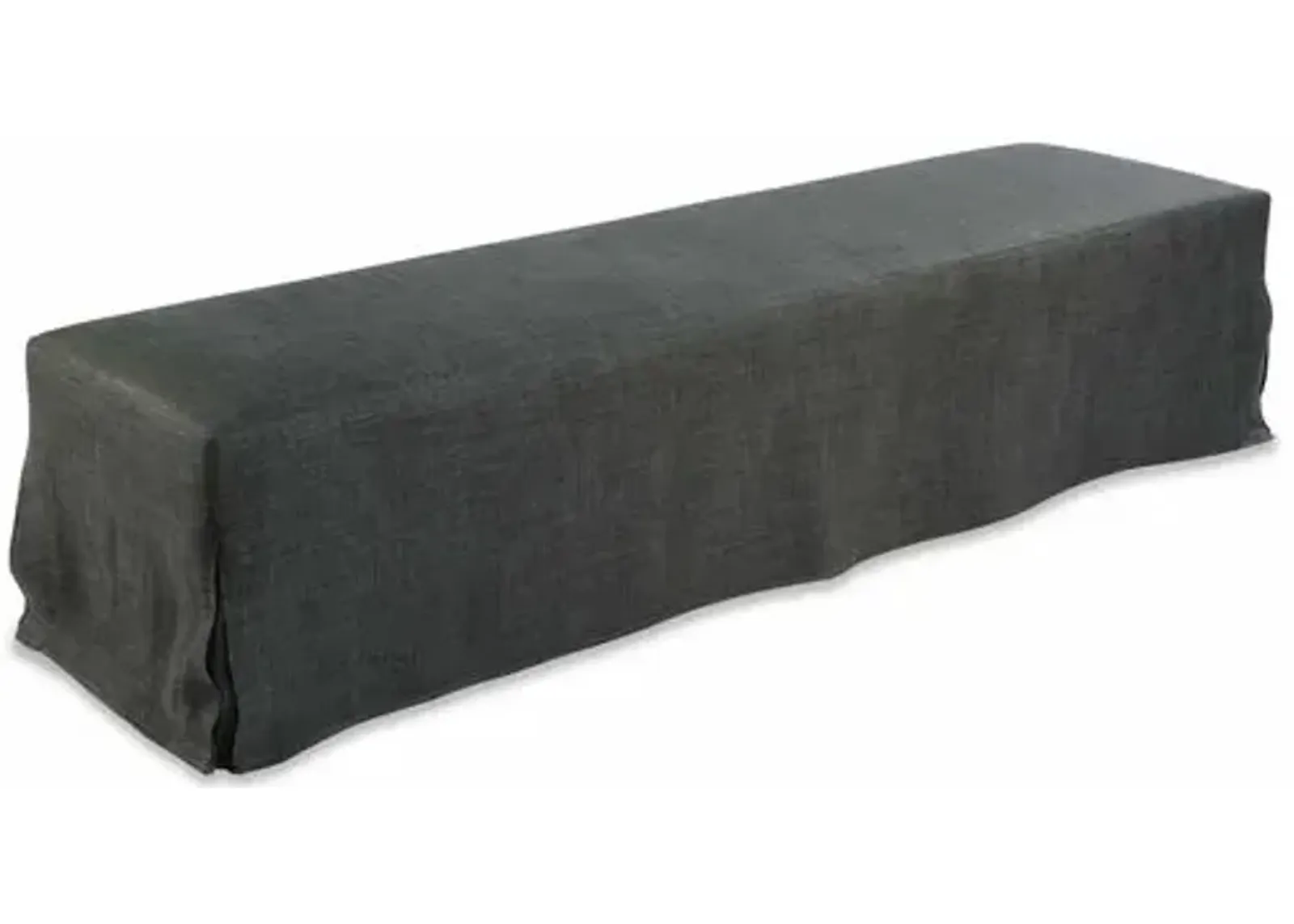 Lauren Liess - Thank You Slipcovered Dining Bench - Dark Gray Linen