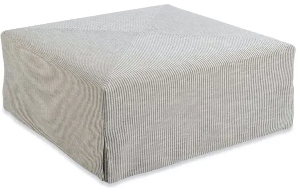 Town Slipcovered Ottoman, Black/White