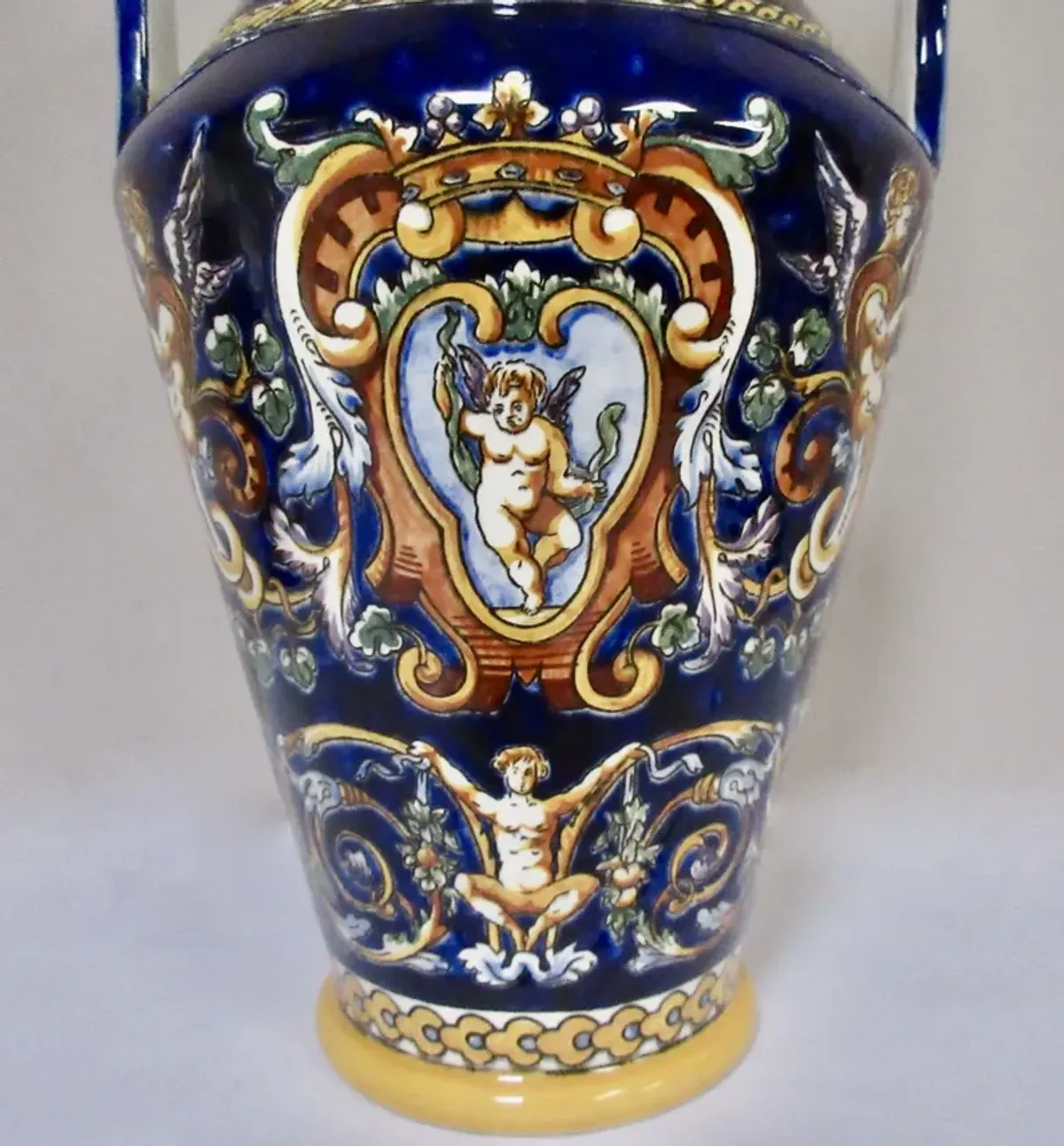 Gien French Faience Trophy Vase 13.25 H - The Emporium Ltd. - Blue