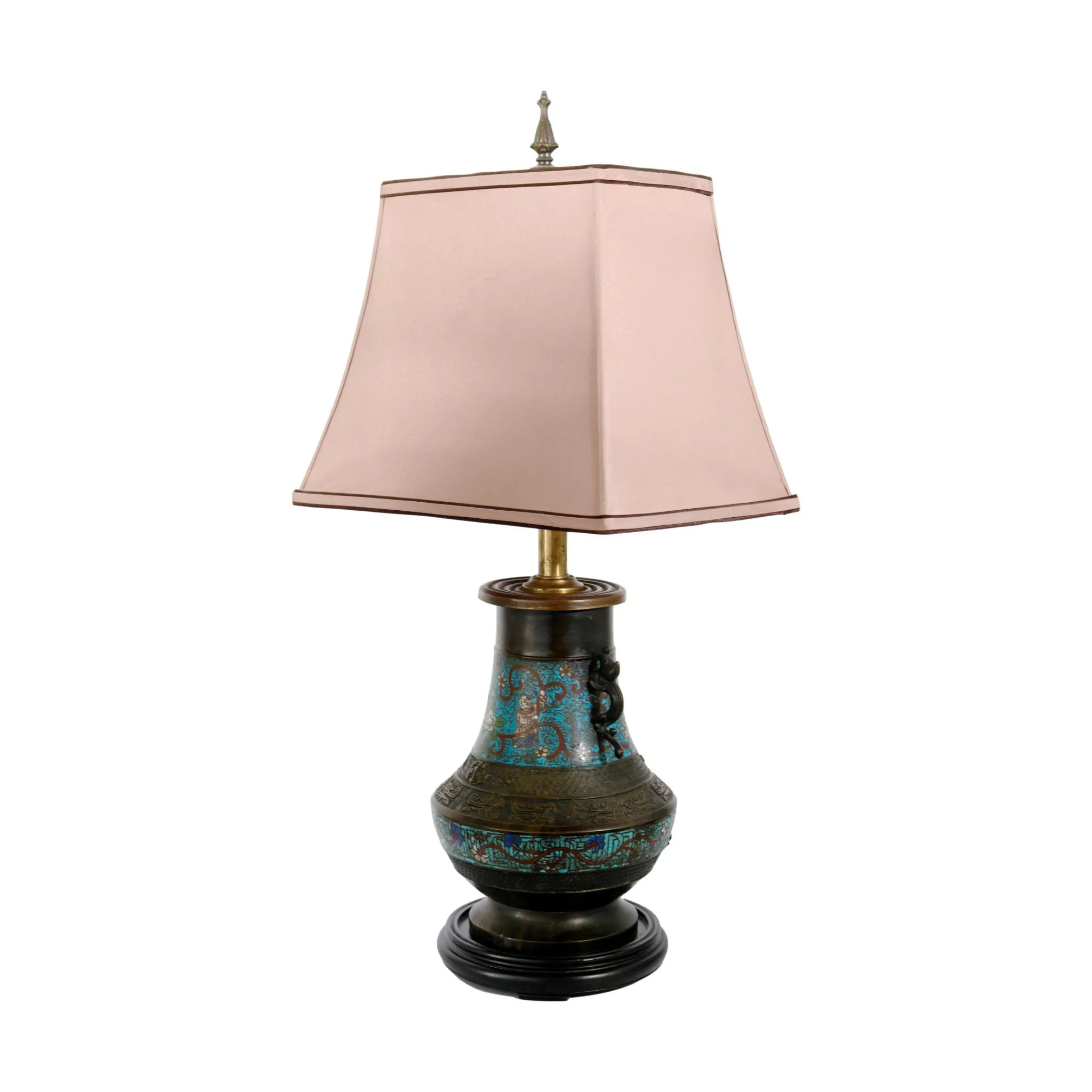 Antique Cloisonné Bronze Lamp - Rose Victoria