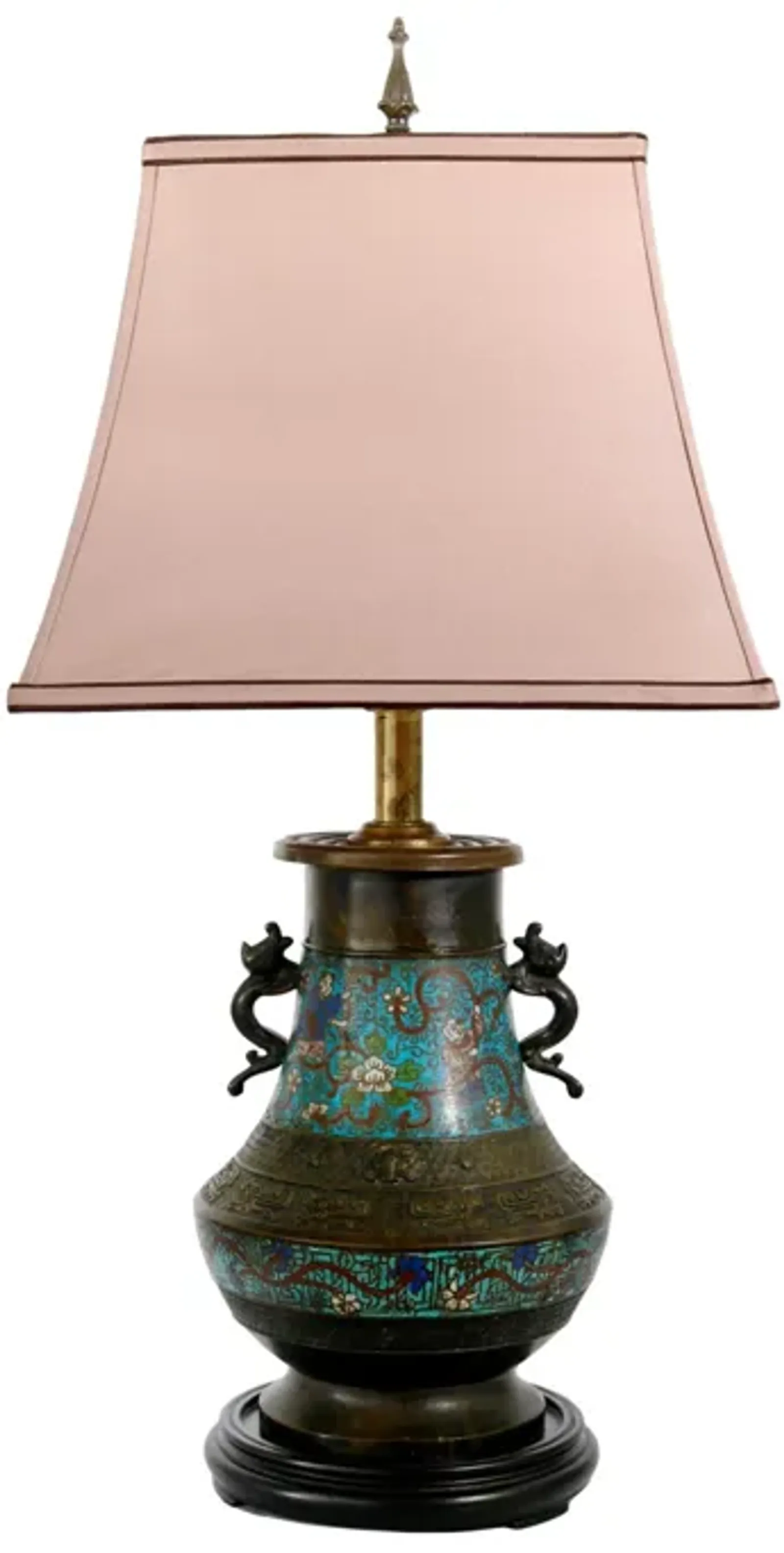 Antique Cloisonn Bronze Lamp - Rose Victoria